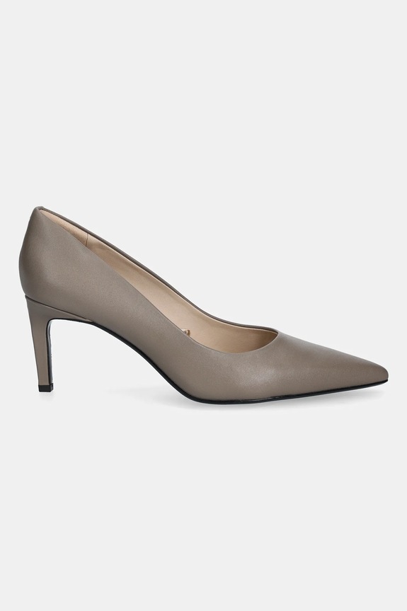 Кожени обувки с тънък ток Calvin Klein ESS STILETTO 70 HW0HW02607 кафяв SS26