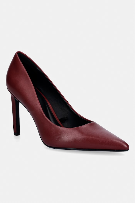 Calvin Klein lodičky kožené ESS STILETTO 90 burgundské HW0HW02608