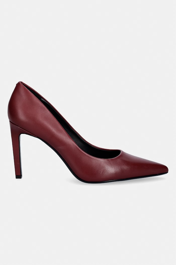 Calvin Klein lodičky kožené ESS STILETTO 90 HW0HW02608 burgundské SS26