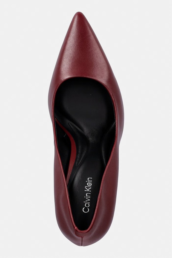 Calvin Klein lodičky kožené ESS STILETTO 90 burgundské HW0HW02608