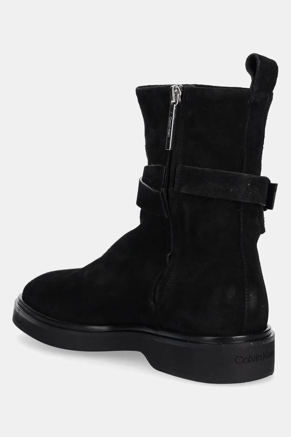 Scarpe Calvin Klein stivaletti alla caviglia in camoscio ANKLE BOOT W/ METAL LOGO SUE HW0HW02664 nero