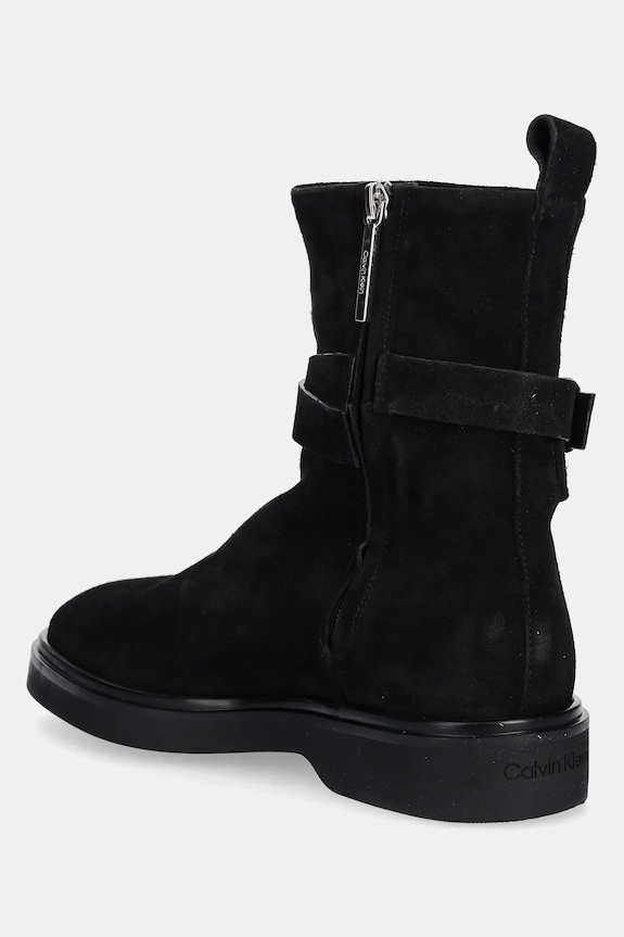 Scarpe Calvin Klein stivaletti alla caviglia in camoscio ANKLE BOOT W/ METAL LOGO SUE HW0HW02664 nero