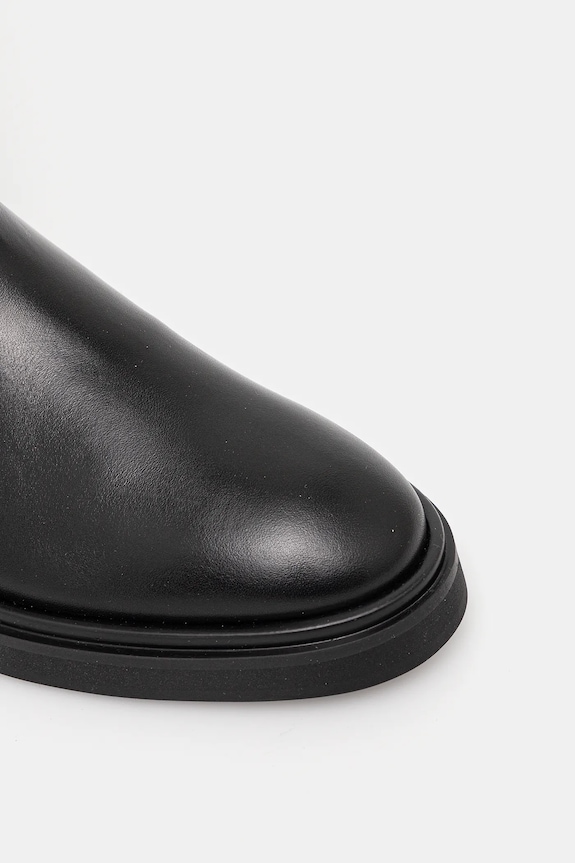 Calvin Klein bőr csizma KNEE BOOT W/ METAL LOGO fekete HW0HW02665