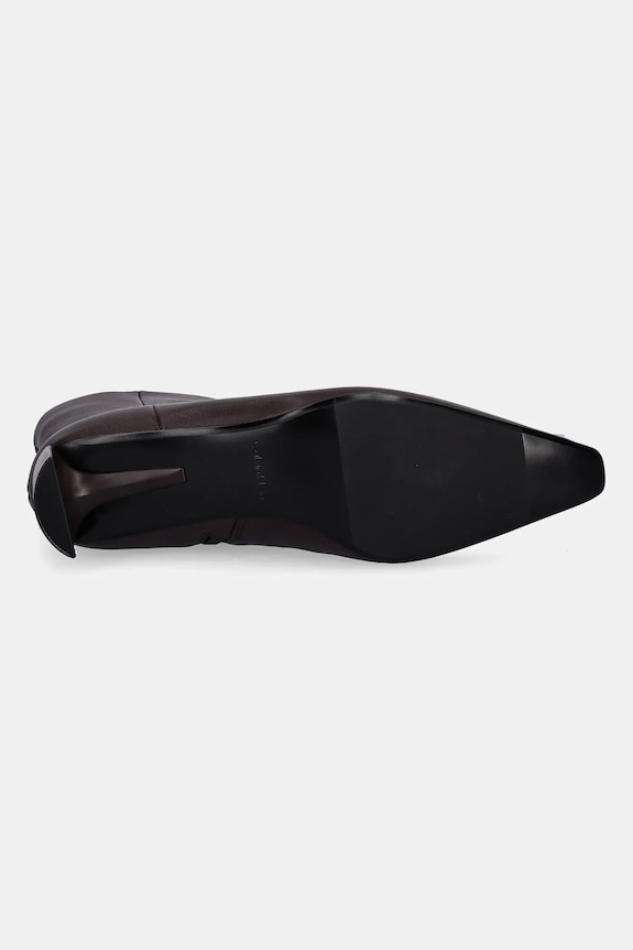 Calvin Klein botki skórzane SET BACK KITTEN HEEL ANKLE BOOT HW0HW02811 brązowy