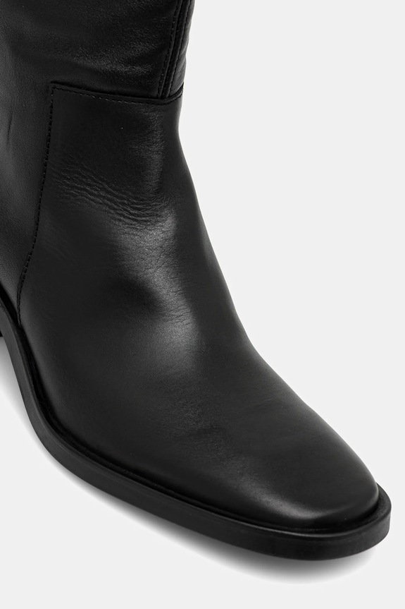 Calvin Klein ghete de piele BLOCK HEEL KNEE BOOT LTH negru HW0HW02812