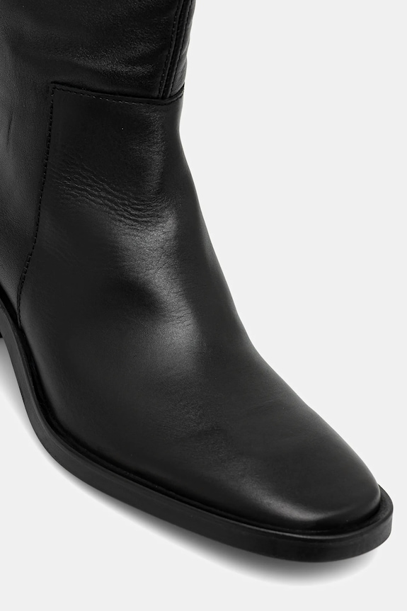 Calvin Klein ghete de piele BLOCK HEEL KNEE BOOT LTH negru HW0HW02812