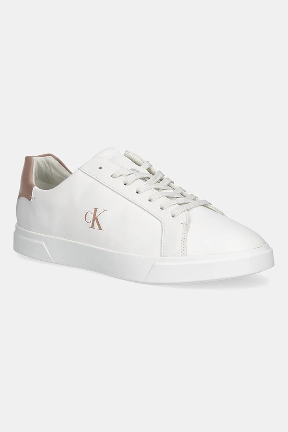 Superge Calvin Klein LOW PRO CUPS LTH MG Imitacija zrnatega usnja bela HW0HW02823