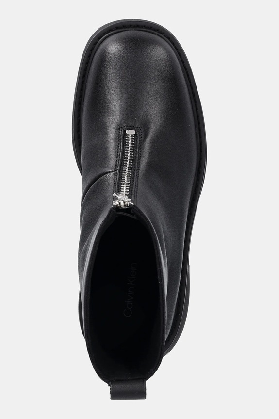 Δερμάτινες μπότες Calvin Klein CHUNKY FRONT ZIP BOOT μαύρο YW0YW01907