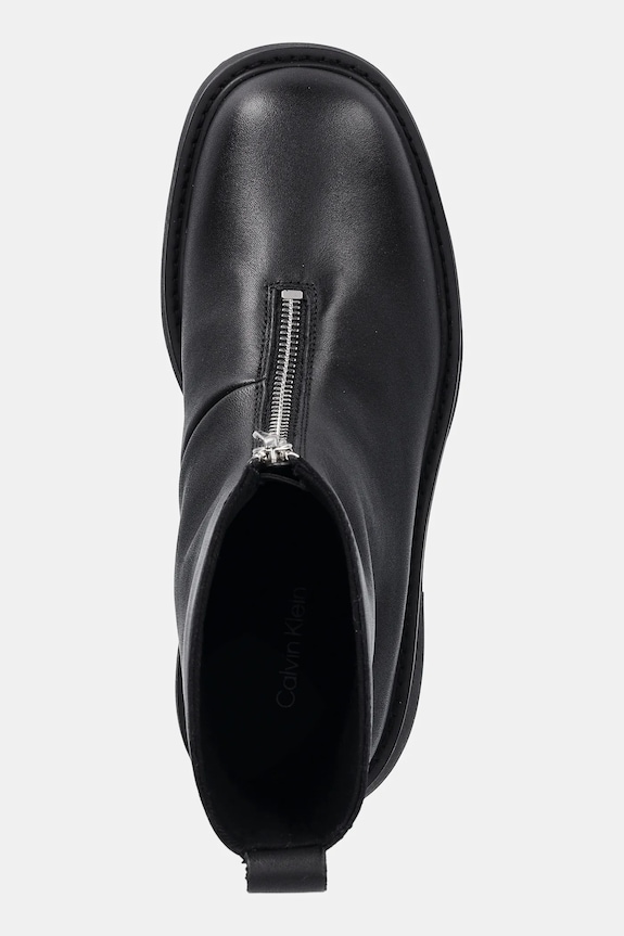 Δερμάτινες μπότες Calvin Klein CHUNKY FRONT ZIP BOOT μαύρο YW0YW01907