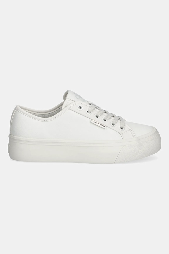 Tenisky Calvin Klein VULC FLATF LACE UP LTH CK YW0YW01932 bílá NC25