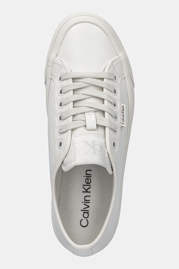 Tenisky Calvin Klein VULC FLATF LACE UP LTH CK bílá YW0YW01932