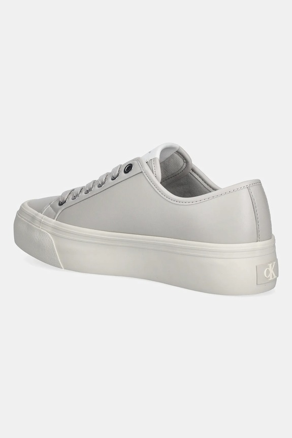 Boty Tenisky Calvin Klein VULC FLATF LACE UP LTH CK YW0YW01932 šedá