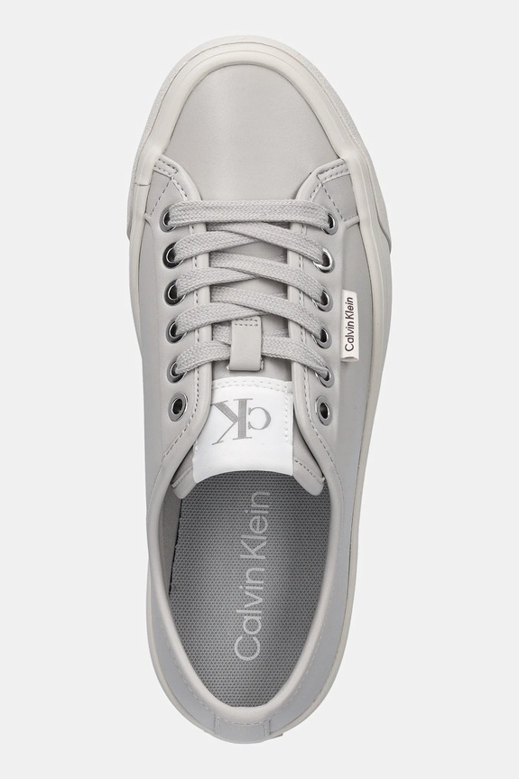 Tenisky Calvin Klein VULC FLATF LACE UP LTH CK šedá YW0YW01932