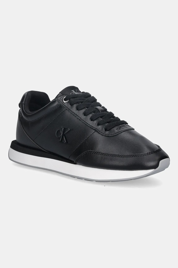 Tenisky Calvin Klein RETRO RUNNER LACE UP LTH MG usňová koža čierna YW0YW01942