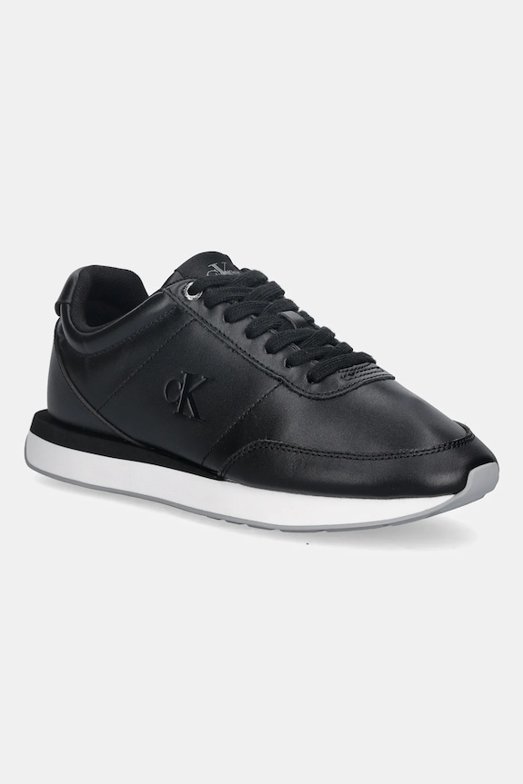 Tenisky Calvin Klein RETRO RUNNER LACE UP LTH MG usňová koža čierna YW0YW01942