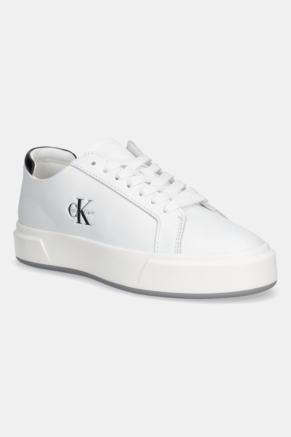 Calvin Klein sneakers BASKET LACE UP LTH ML pelle fiore bianco YW0YW01945