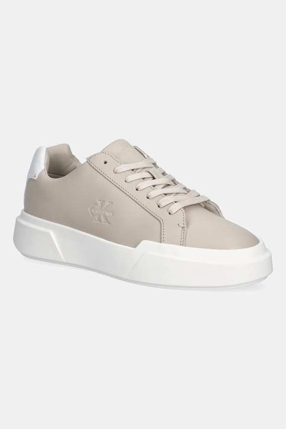 Usnjene superge Calvin Klein CHUNKY CUPSOLE LACEUP LTH Raven bež YW0YW01947