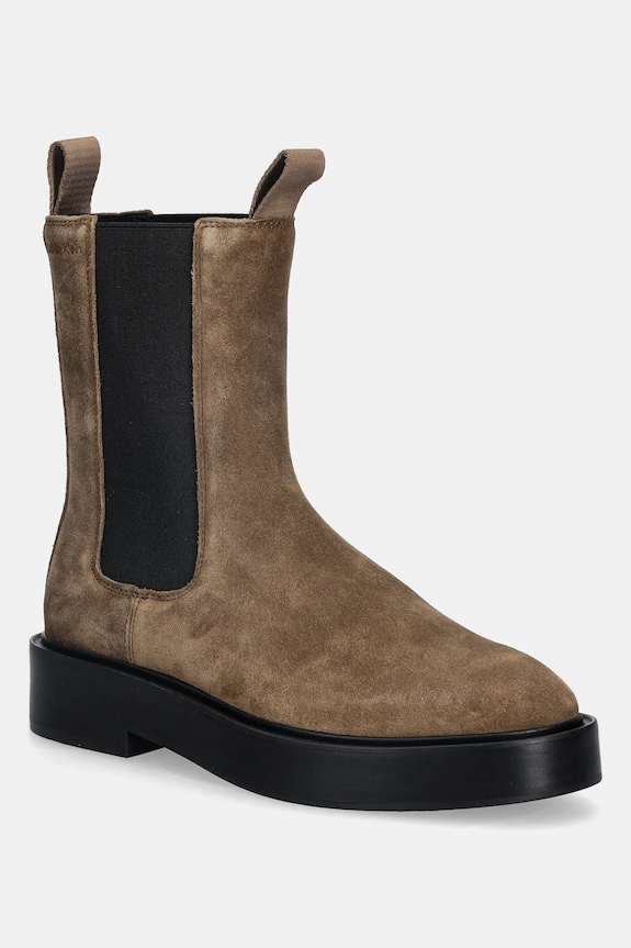 Calvin Klein botine din piele întoarsă CONVAVE WELT CHESEA SUEDE neizolat maro YW0YW01969