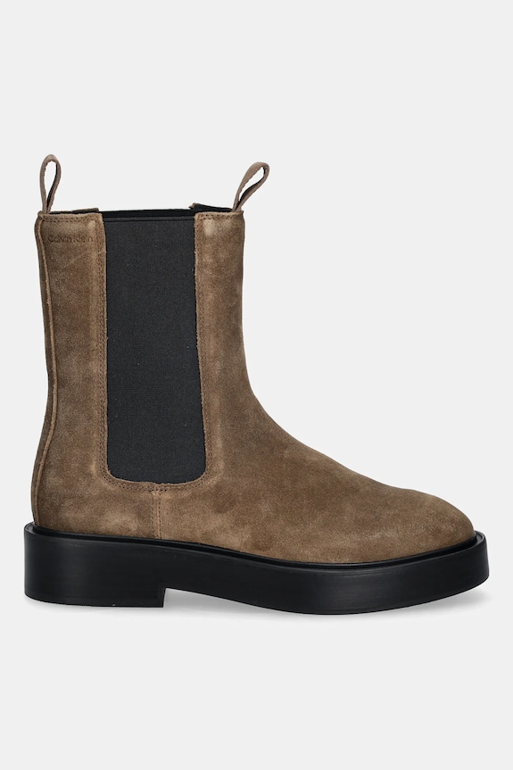 Calvin Klein botine din piele întoarsă CONVAVE WELT CHESEA SUEDE YW0YW01969 maro AW25