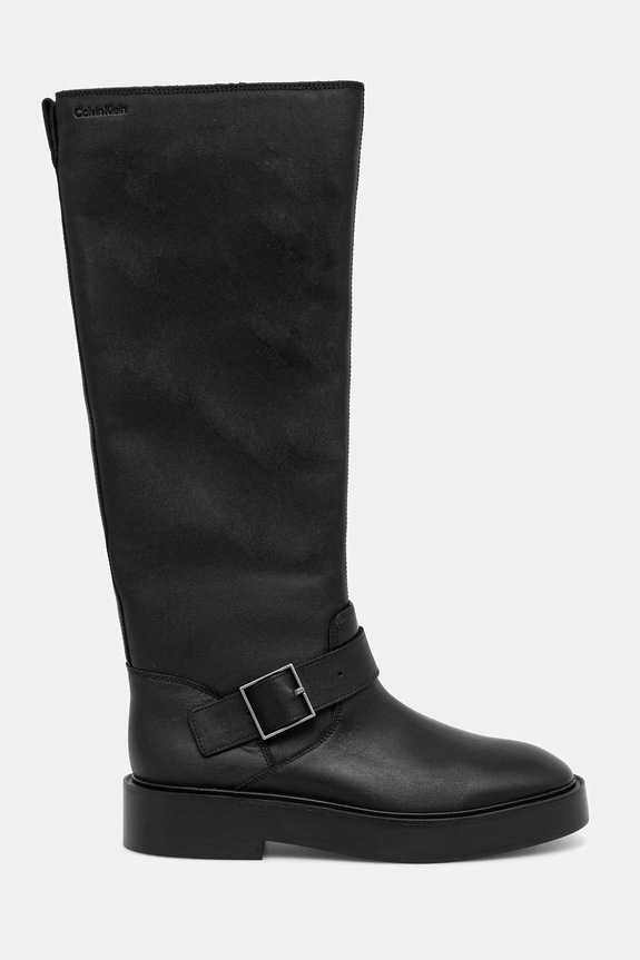 Kožené kozačky Calvin Klein CONCAVE WELT UKT BIKER PB YW0YW01972 černá NC25