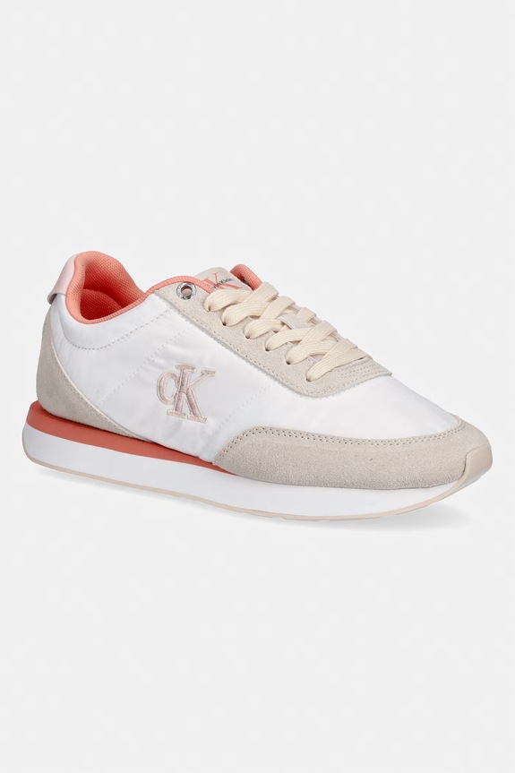 Calvin Klein RETRO RUNNER LACE UP NYLON MG sportcipő női fehér YW0YW01990
