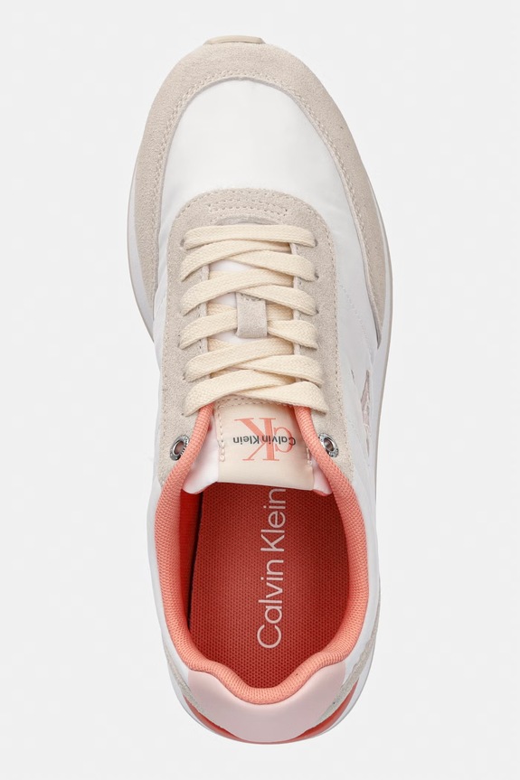 Calvin Klein RETRO RUNNER LACE UP NYLON MG sportcipő női fehér YW0YW01990