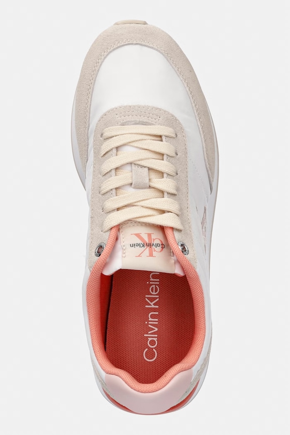 Calvin Klein RETRO RUNNER LACE UP NYLON MG sportcipő női fehér YW0YW01990