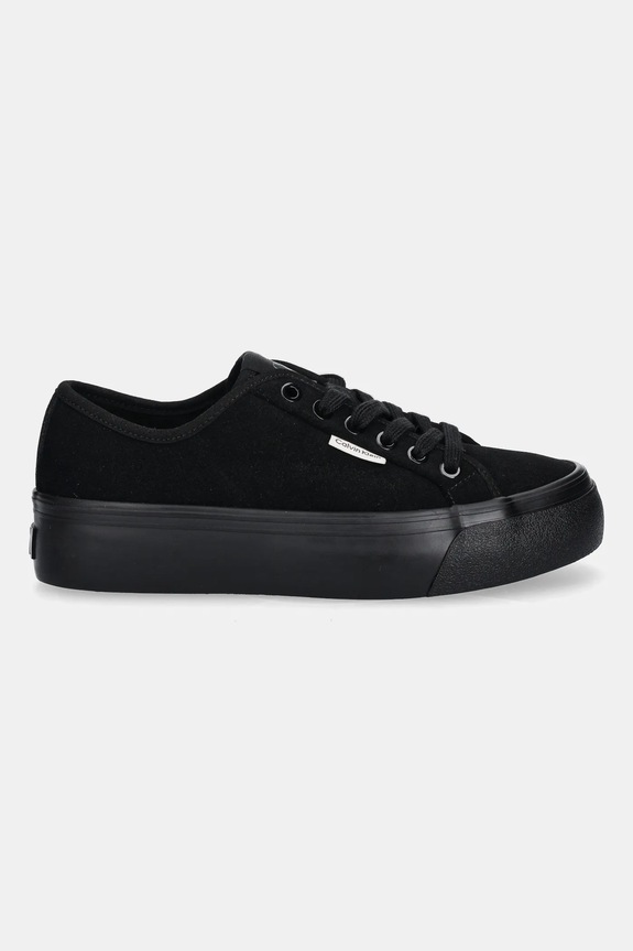 Σουέτ sneakers Calvin Klein VULC FLATF LACE UP SUE/WL CK YW0YW02000 μαύρο AW25