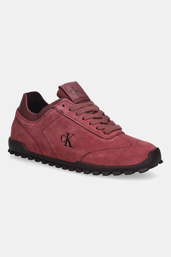 Semišové tenisky Calvin Klein LOW PROFILE RUNNER SUE MG imitácia kože burgundské YW0YW02050
