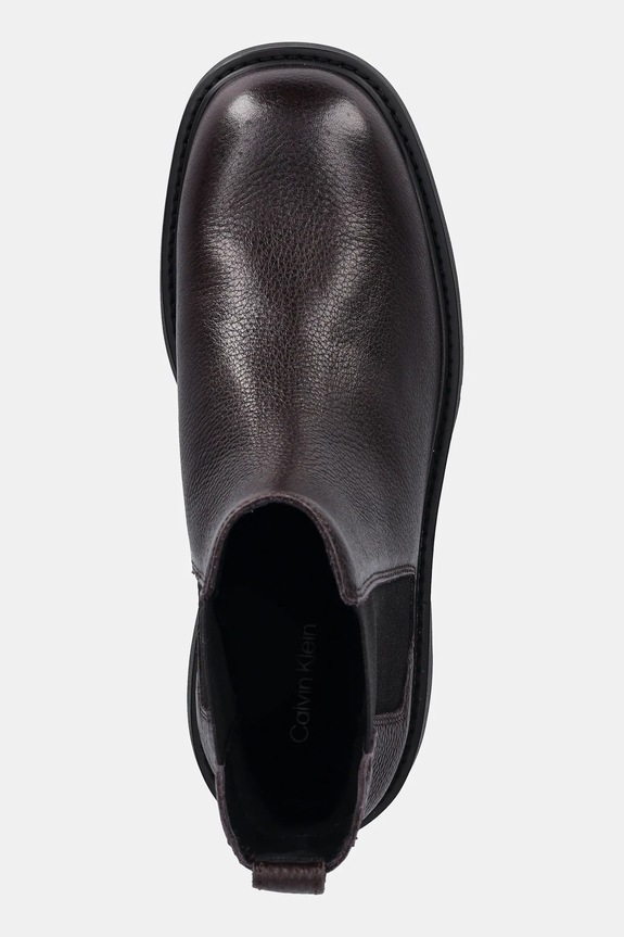 Kožené topánky chelsea Calvin Klein CHUNKY CHELSEA BOOT LTH burgundské YW0YW02072