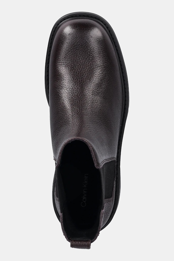 Kožené topánky chelsea Calvin Klein CHUNKY CHELSEA BOOT LTH burgundské YW0YW02072