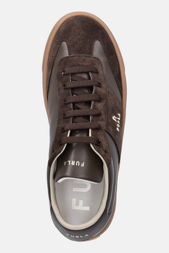 Δερμάτινα sneakers Furla Enjoy Lace-Up Sneaker καφέ YI79ENJ.BX3712.2566S