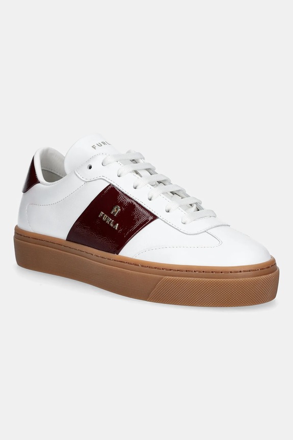 Δερμάτινα sneakers Furla Enjoy Lace-Up Sneaker φλατ λευκό YI79ENJ.BX3711.4236S
