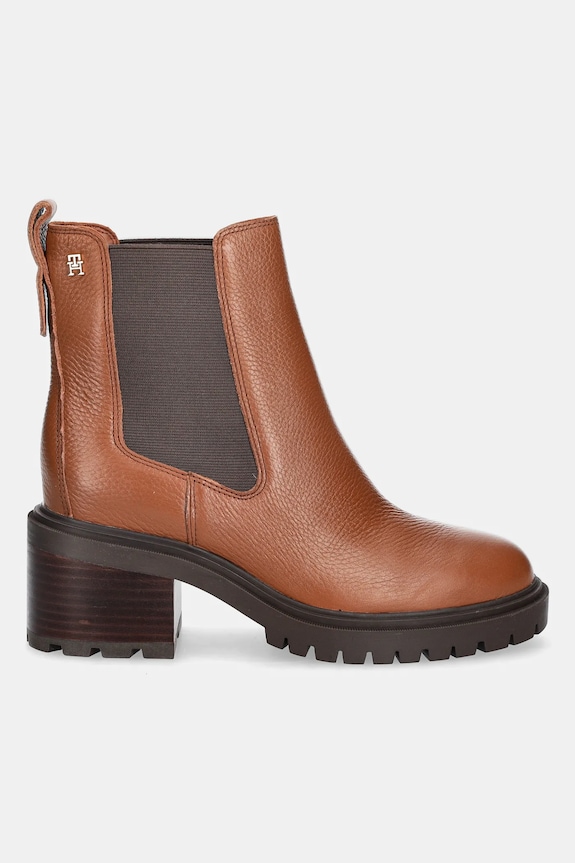 Δερμάτινες μπότες τσέλσι Tommy Hilfiger TH LEATHER CHELSEA CLEATED HEEL FW0FW08774 καφέ AW25