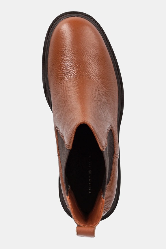 Δερμάτινες μπότες τσέλσι Tommy Hilfiger TH LEATHER CHELSEA CLEATED HEEL καφέ FW0FW08774
