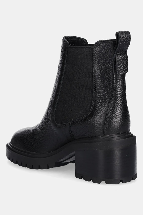 Scarpe Tommy Hilfiger stivaletti chelsea in pelle TH LEATHER CHELSEA CLEATED HEEL FW0FW08774 nero