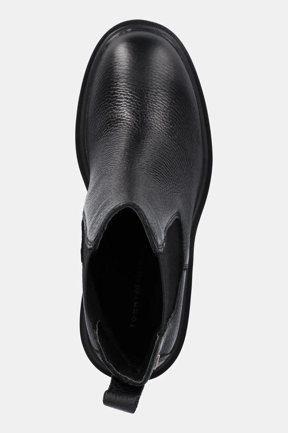 Tommy Hilfiger stivaletti chelsea in pelle TH LEATHER CHELSEA CLEATED HEEL nero FW0FW08774