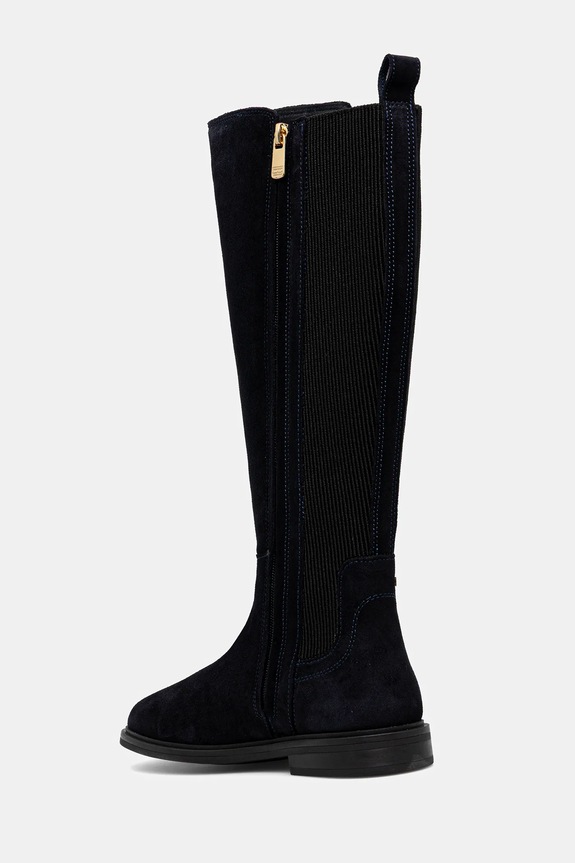 Încălțăminte Tommy Hilfiger cizme din piele întoarsă FLAG SUEDE LONG BOOT FW0FW08779 bleumarin