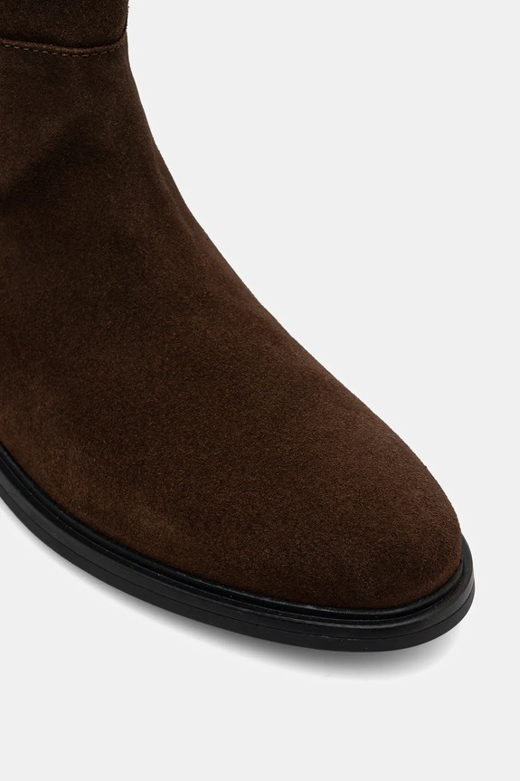 Semišové čižmy Tommy Hilfiger FLAG SUEDE LONG BOOT hnedá FW0FW08779