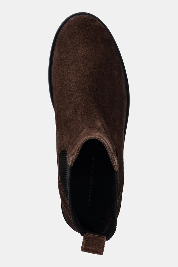 Semišové kotníkové boty Tommy Hilfiger FLAG SUEDE CHELSEA BOOT hnědá FW0FW08780