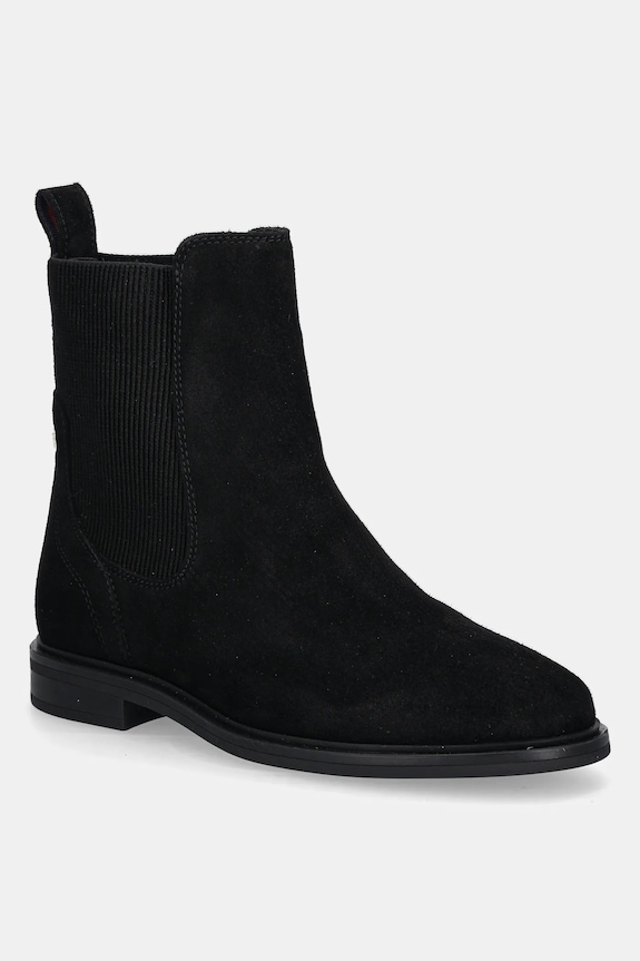 Semišové kotníkové boty Tommy Hilfiger FLAG SUEDE CHELSEA BOOT semišová kůže černá FW0FW08780
