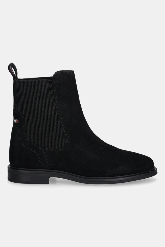 Semišové kotníkové boty Tommy Hilfiger FLAG SUEDE CHELSEA BOOT FW0FW08780 černá AW25