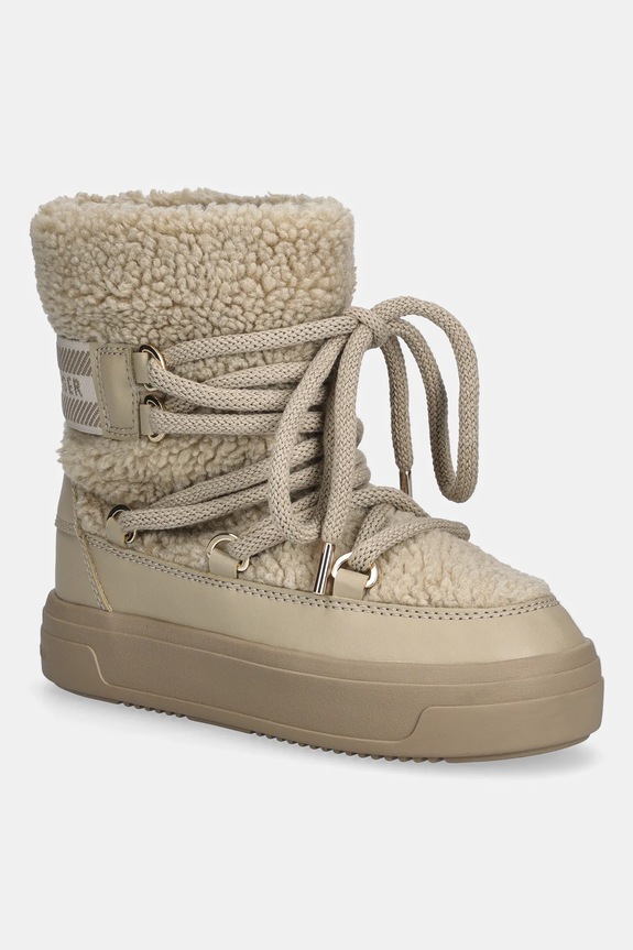 Tommy Hilfiger cizme de iarnă FAUX SHEARLING SNOWBOOT izolat bej FW0FW08788
