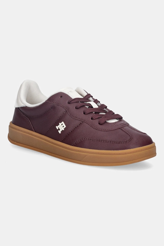Usnjene superge Tommy Hilfiger TH HERITAGE SNEAKER SHINY Raven bordo FW0FW08823