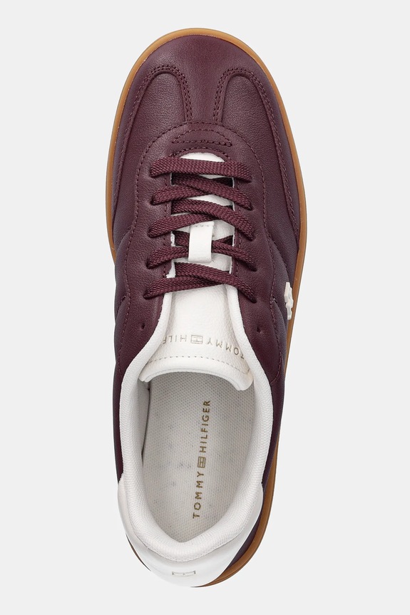 Usnjene superge Tommy Hilfiger TH HERITAGE SNEAKER SHINY bordo FW0FW08823