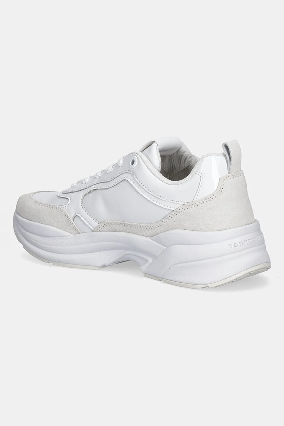Obuwie Tommy Hilfiger sneakersy skórzane TH CHUNKY RUNNER PATENT FW0FW08840 biały