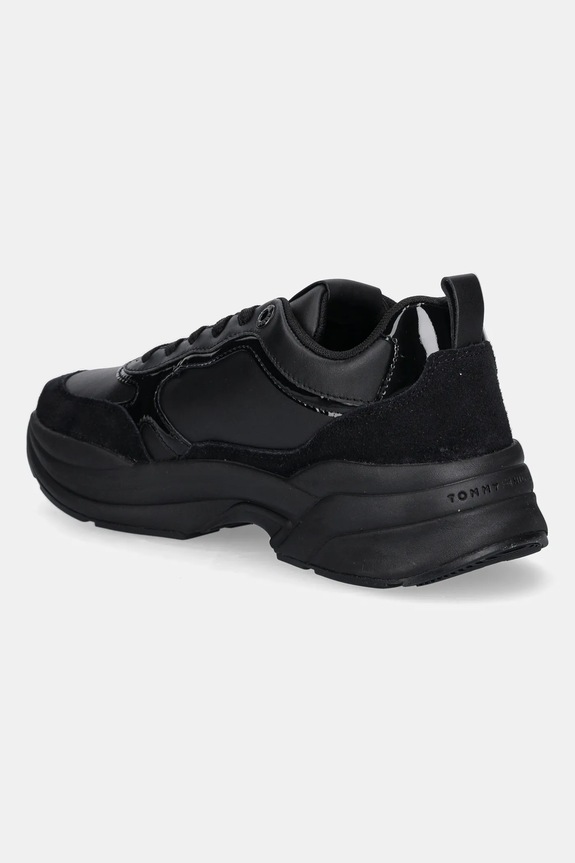 Obuwie Tommy Hilfiger sneakersy skórzane TH CHUNKY RUNNER PATENT FW0FW08840 czarny