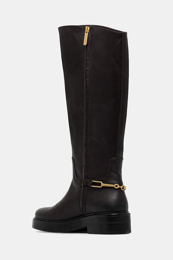Cipők Tommy Hilfiger bőr csizma TH HORSEBIT RIDING LONG BOOT FW0FW08863 barna