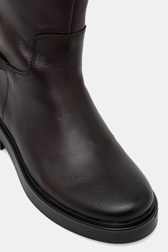 Tommy Hilfiger bőr csizma TH HORSEBIT RIDING LONG BOOT barna FW0FW08863
