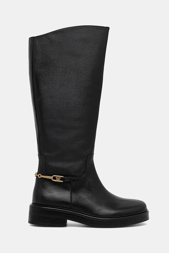 Tommy Hilfiger stivali in pelle TH HORSEBIT RIDING LONG BOOT FW0FW08863 nero AW25